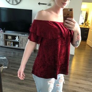 Velvet off the shoulder top